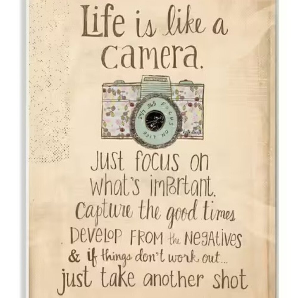 STUPLELL INDUSTRIES  "LIFE IS LIKE A CAMERA" INSPIRATIONAL WALL PLAQUE ART